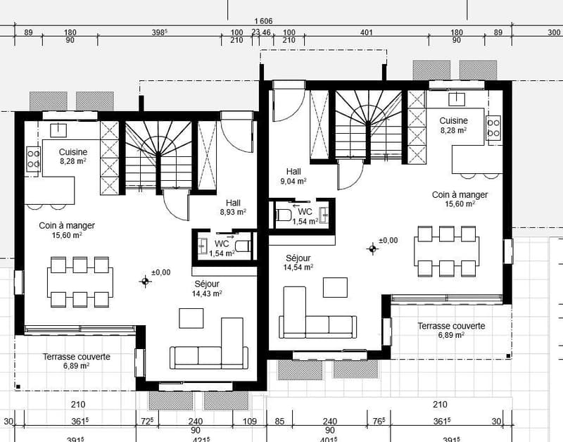Terrain à bâtir avec permis accepté ? Deux villas contiguës (2)