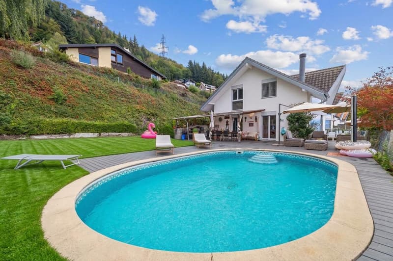 Villa jumelée avec piscine et vue lac Léman à Blonay (9)