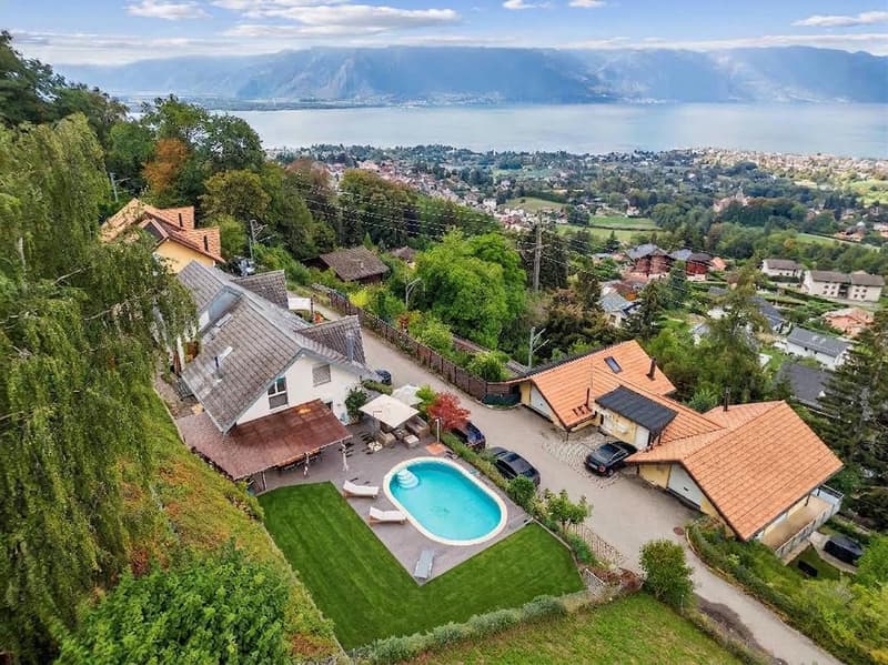 Villa jumelée avec piscine et vue lac Léman à Blonay (10)