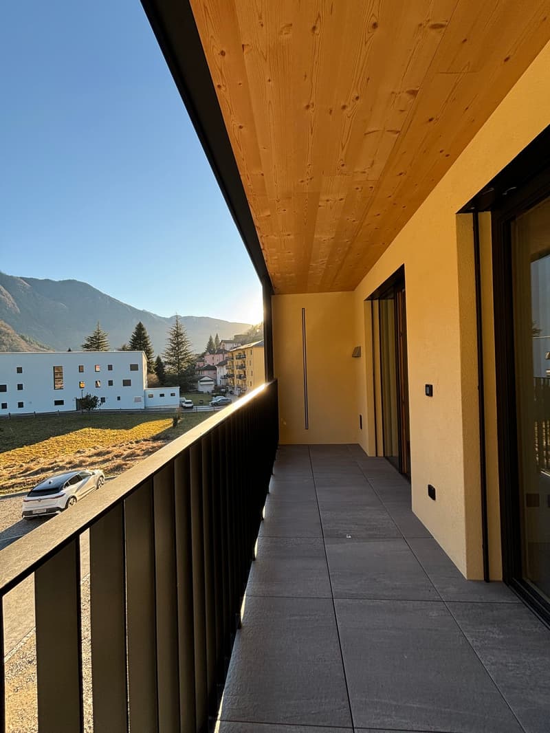 balcony with railing, wooden ceiling, terrace, car parking