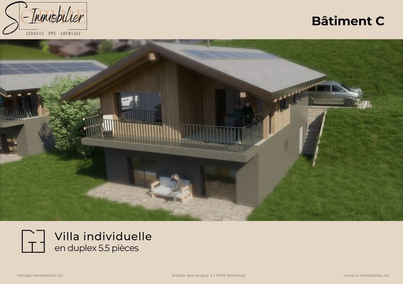Duplex house, solar panels, balcony, garden, car parking