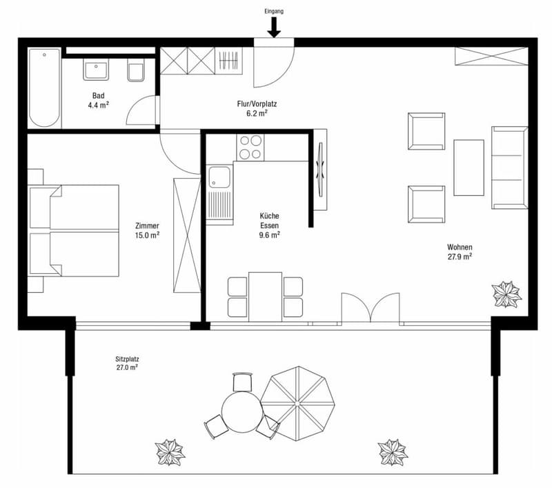 2,5 Zimmer Gartenwohnung an ruhiger Lage (9)
