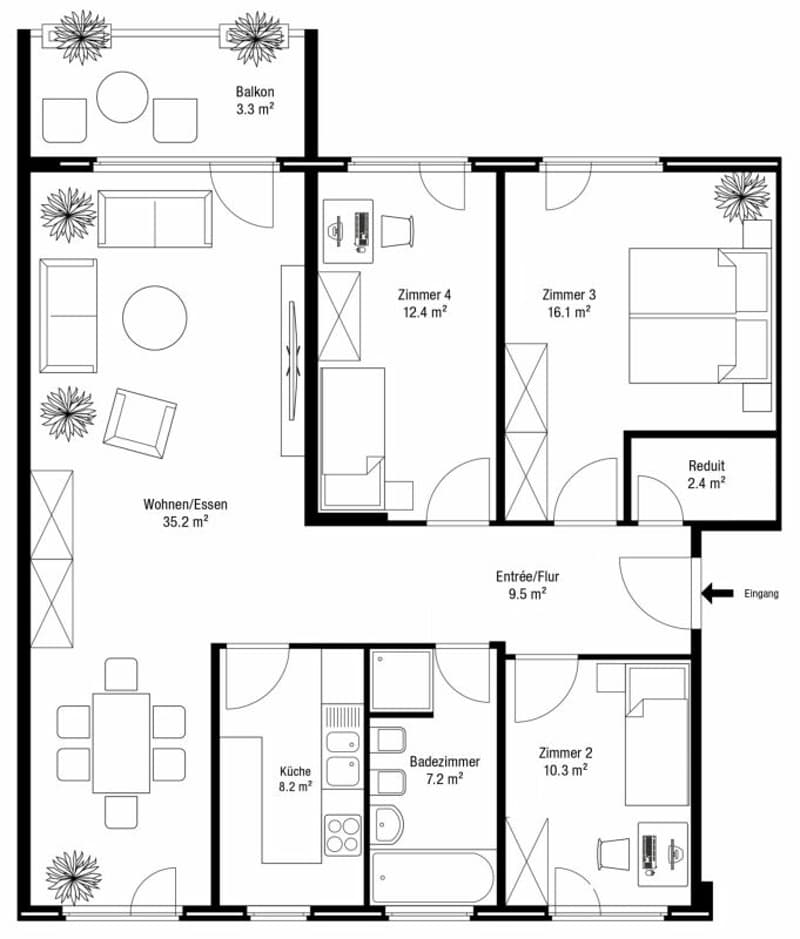 4.5-Zimmer Etagenwohnung an ruhiger Lage mit herrlichem Blick ins Grüne (9)