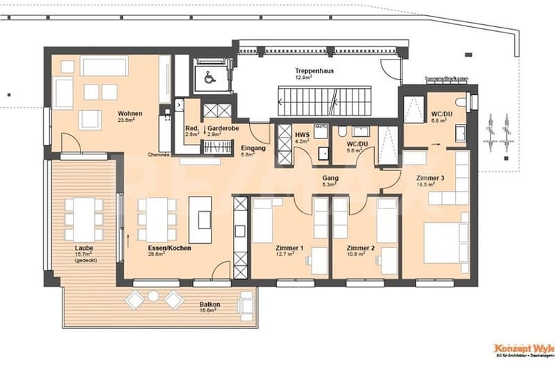 Appartement ensoleillé de 4,5 pièces au rez-de-chaussée avec vue partielle sur le lac (2)