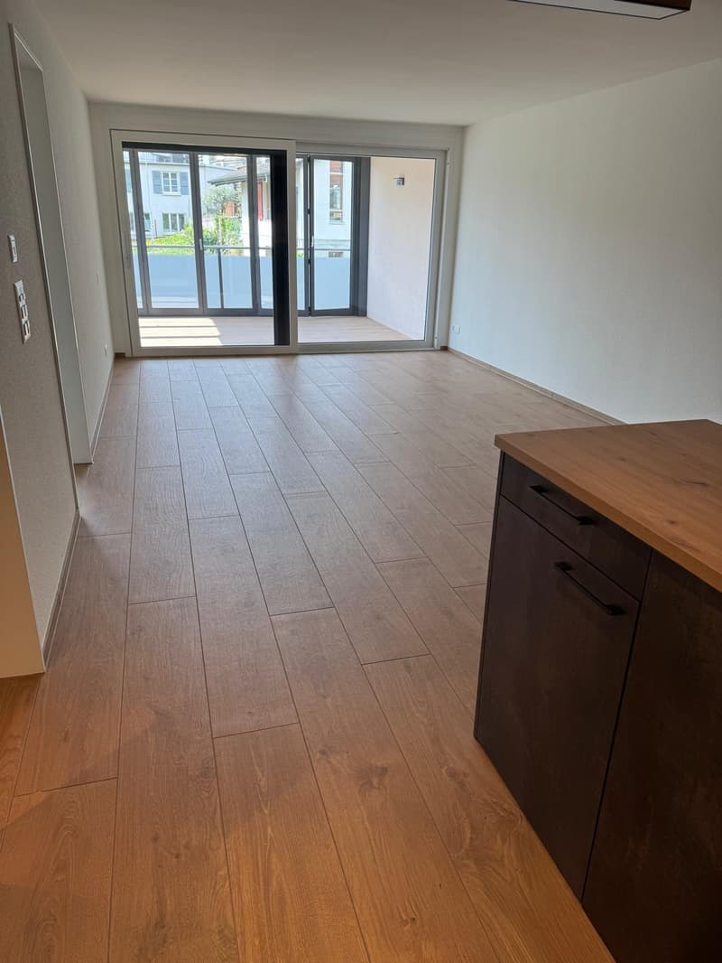 empty room, wooden floor, sliding glass doors, balcony