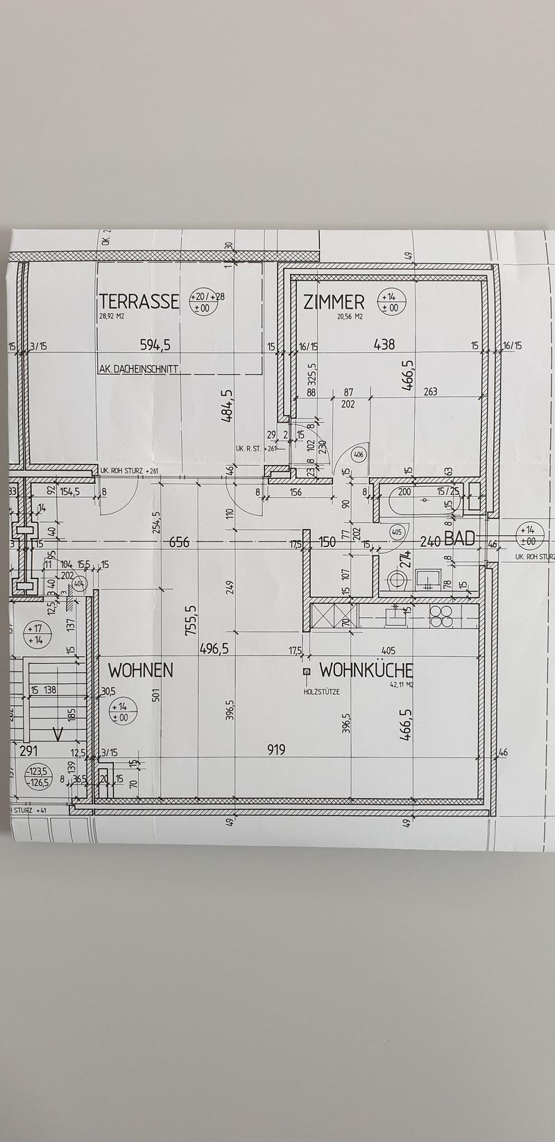 Terrace, living room, bedroom, kitchen, bathroom
