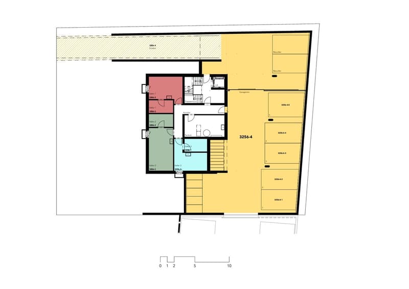 main room, 2 rooms, 2 bathrooms, garage