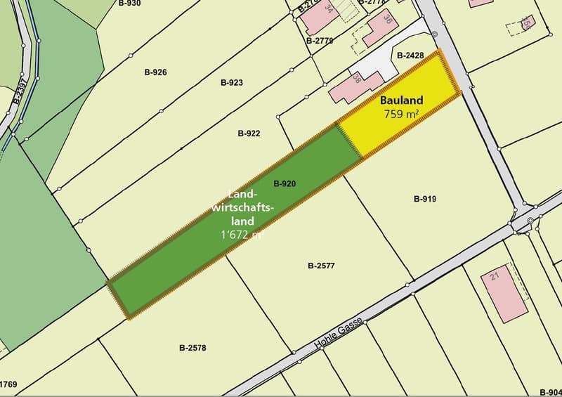 Exklusives Bauland (759 m2) am Rand der Bauzone – plus 1’672 m2 Landwirtschaftsland (2)