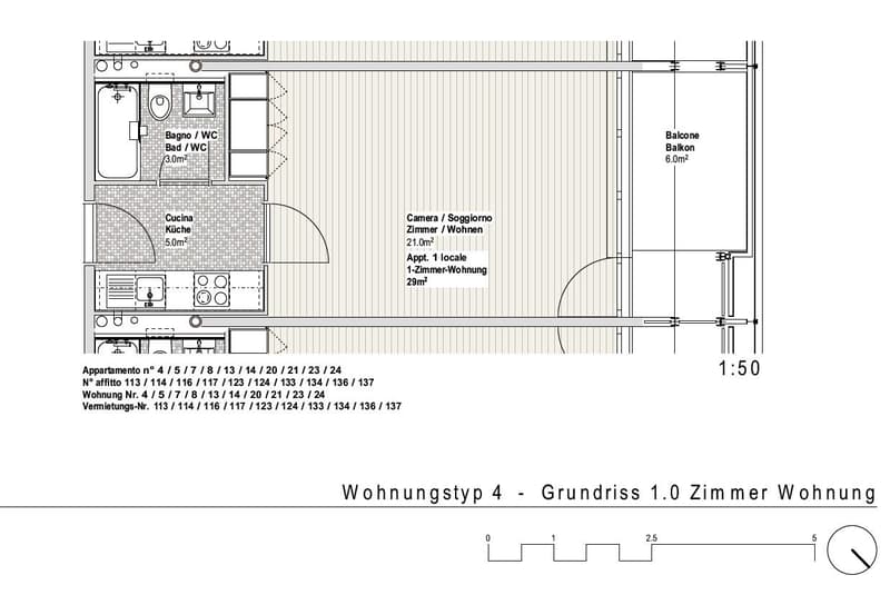 1 bedroom, bathroom, kitchen, living room, balcony