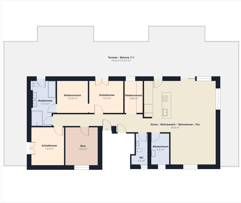 5½-room attic apartment with 152 m² terrace, direct lift access and whirlpool (21)