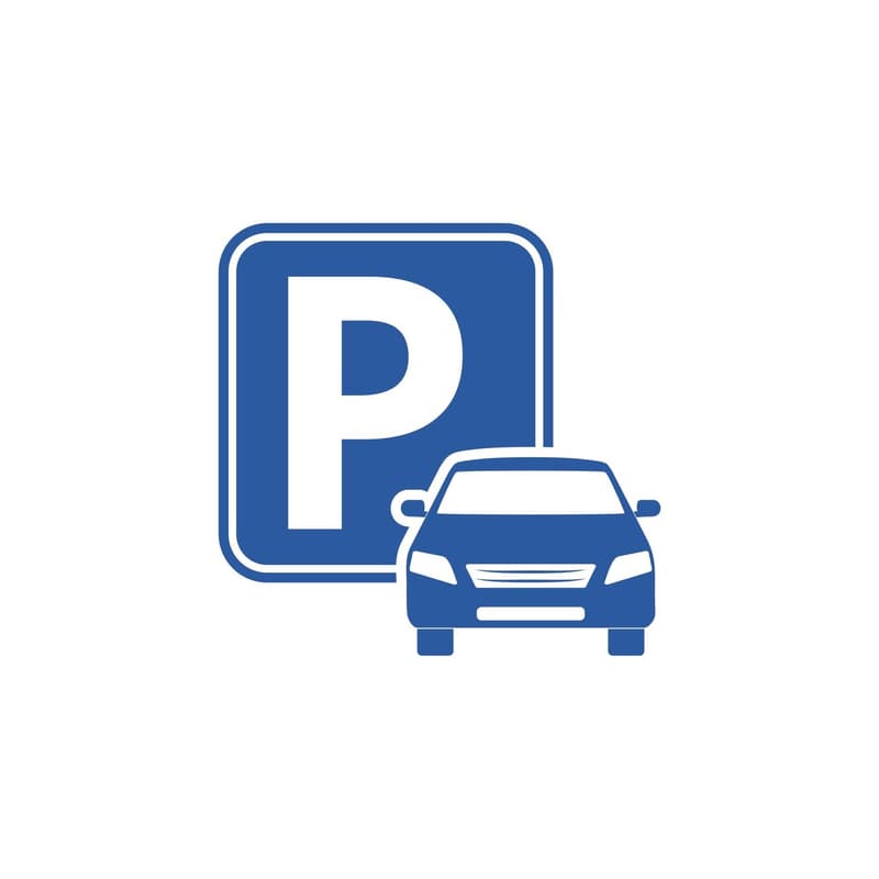 Blue parking sign with a car icon