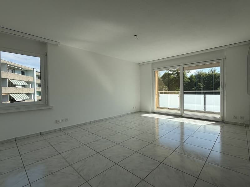 Modern living with glazed balcony and view of the green (2)