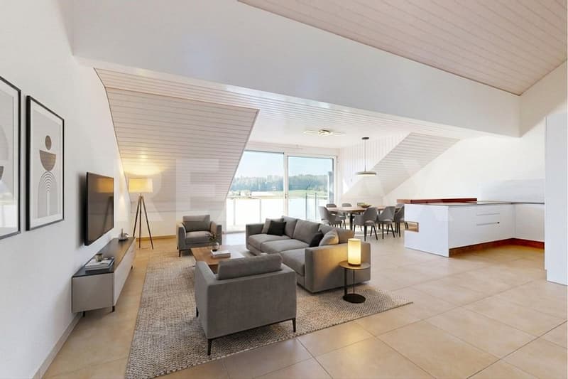 Moderne : 3.5Zimmer-Dachwohnung mit Weitsicht in Golaten (Kallnach) (3)