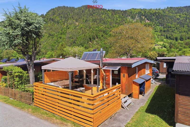 Mobile home in chalet style with spectacular 3-peak view (1)