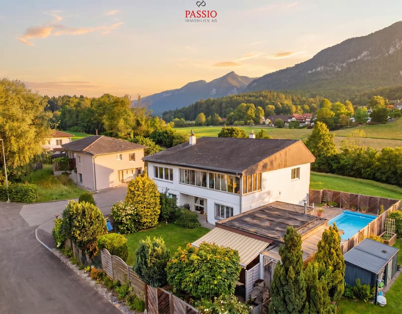 Gefplegtes 4.5-Zimmer Einfamilienhaus mit Pool und Alpenblick (1)