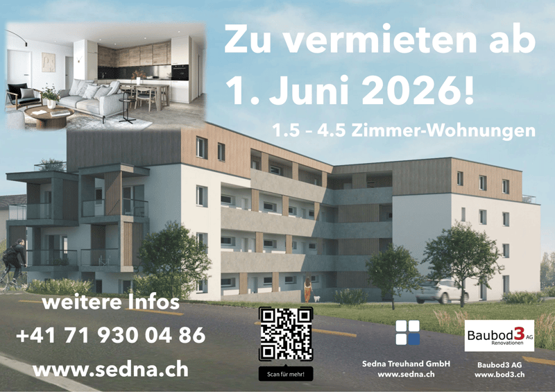 advertisement for renting apartments from 1. June 2026, various sizes of apartments available
