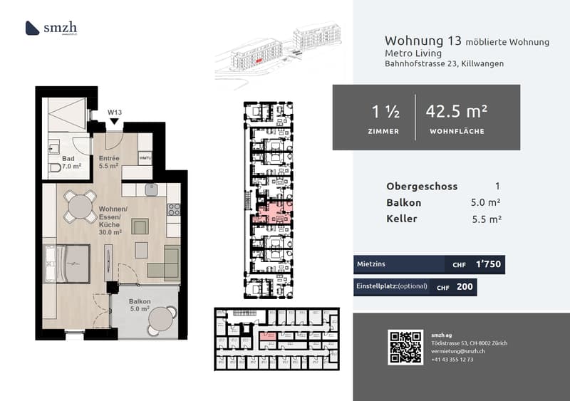 1.5-Zimmer Neubau mit Balkon - Metro Living, Killwangen (2)