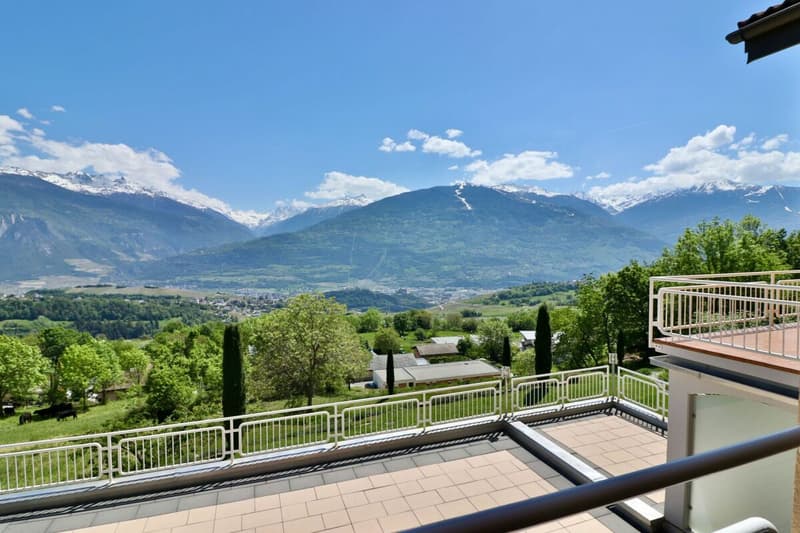 Villa + 2,5 locali con piscina a Savièse - Vista panoramica (8)