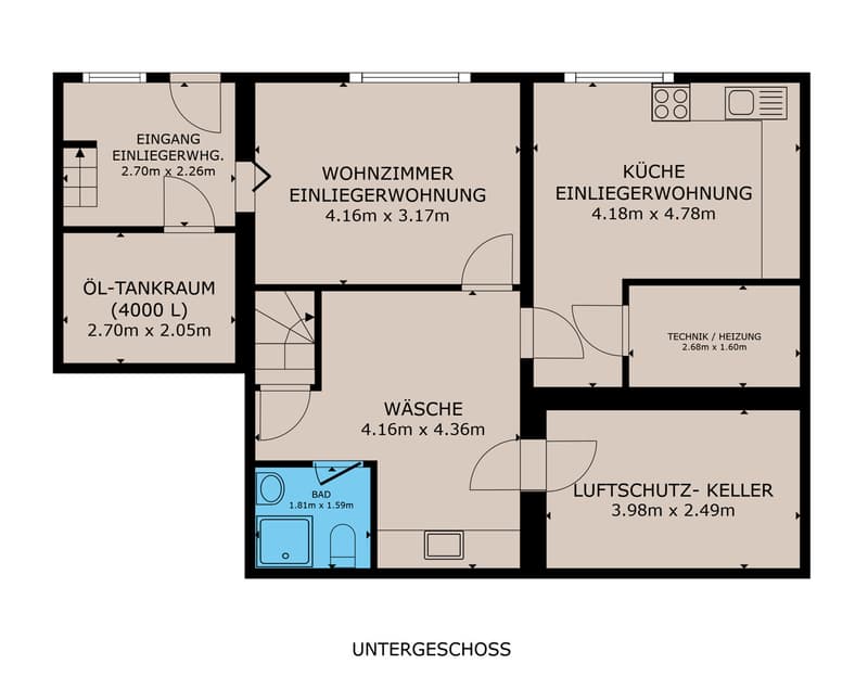 Aktueller Grundriss Untergeschoss
