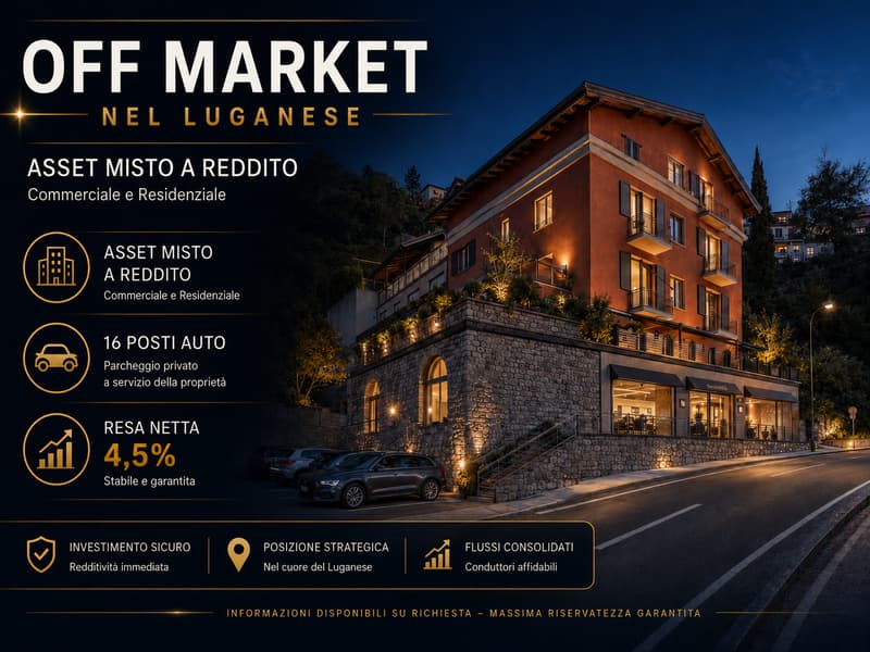 OFF MARKET-LUGANESE | ASSET MISTO A REDDITO | 16 POSTI AUTO | RESA NETTA 4,5% (1)