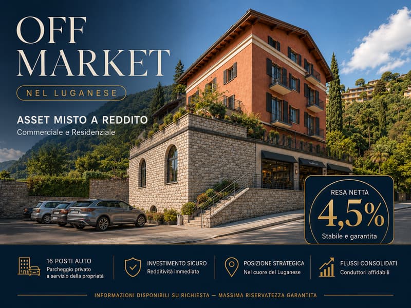 OFF MARKET-LUGANESE | ASSET MISTO A REDDITO | 16 POSTI AUTO | RESA NETTA 4,5% (1)