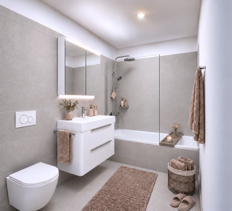 Badezimmer lädt zum Entspannen ein