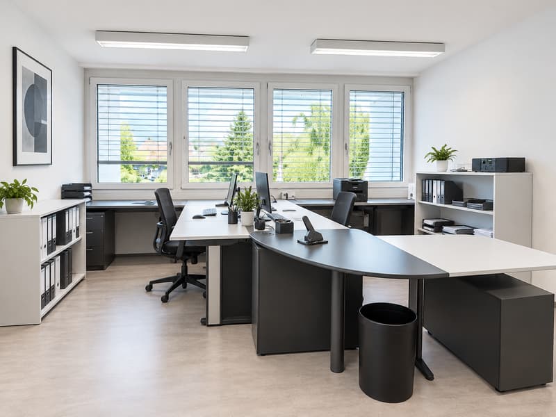 Büro mit grosser Fensterfront