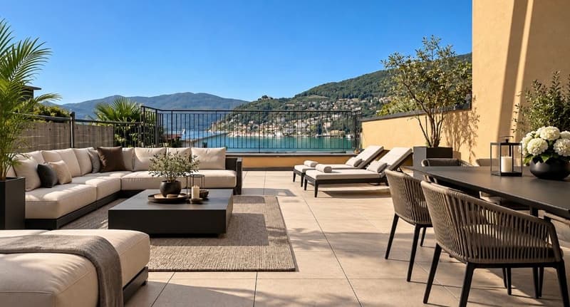 Appartamento con terrazza panoramica piscina e splendida vista lago (2)