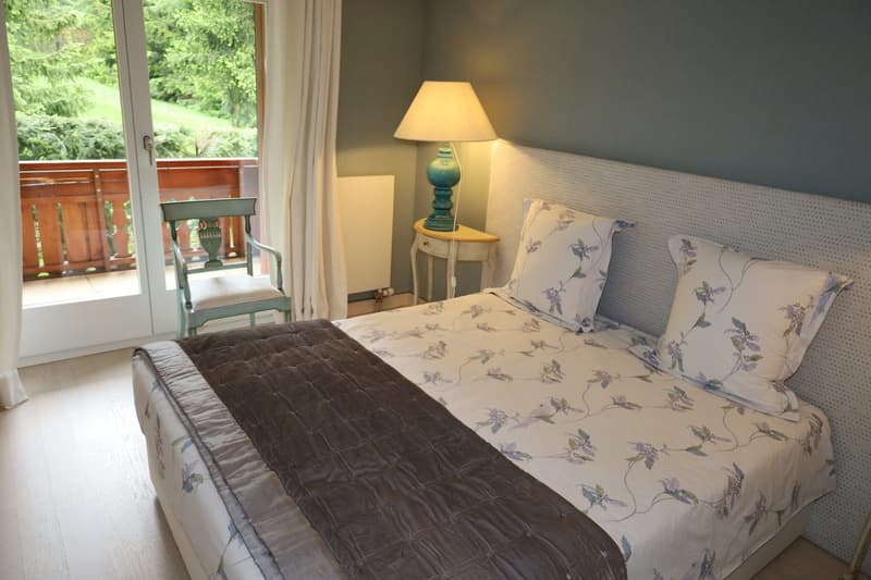 double bed, chair, lamp, curtain, bedspread, bedside table, balcony