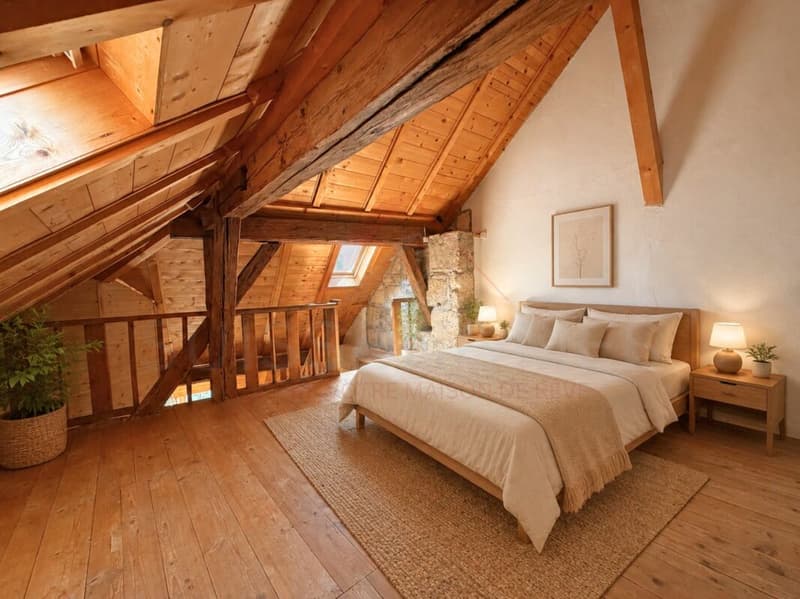 Attic Apartment with 3 Rooms, Charm and Beautiful Volumes in the Heart of Romainmôtier (1)