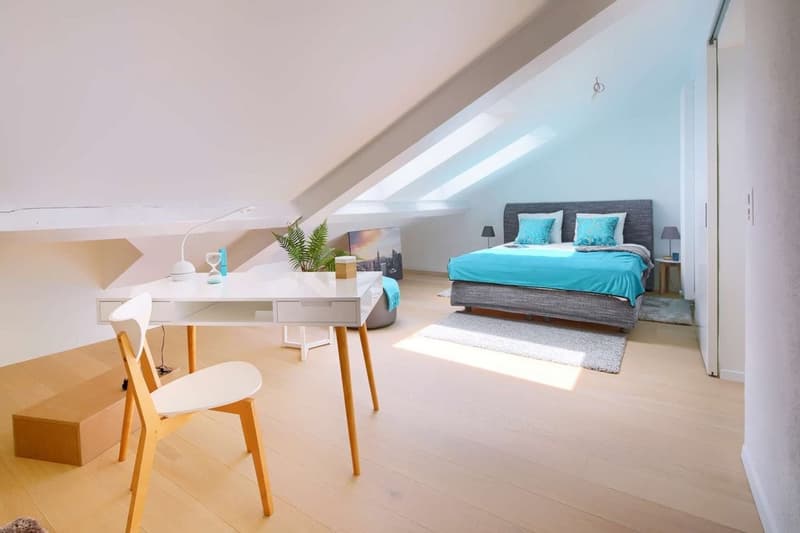 Chambre parentale avec poutres