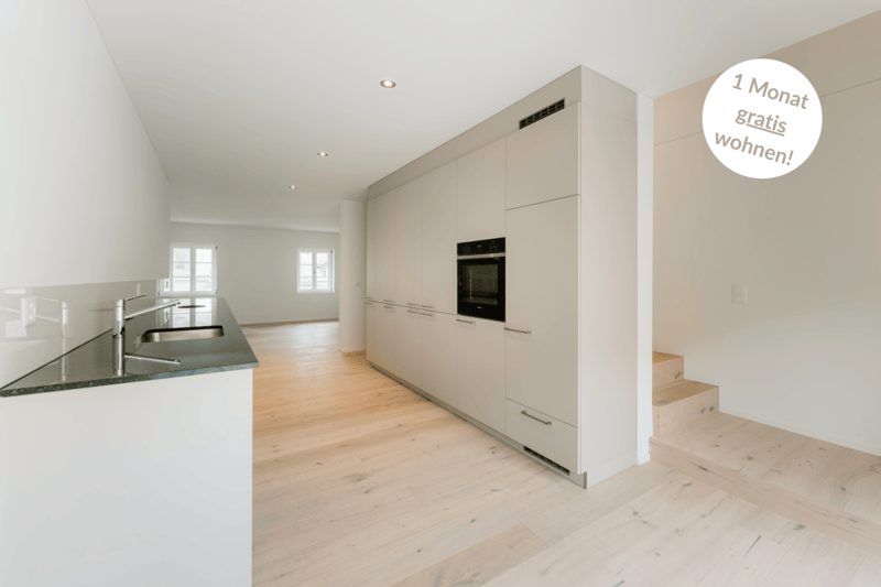 First rental "Haus Fridolin": Modern attic maisonette apartment with balcony in the heart of Glarus (1)