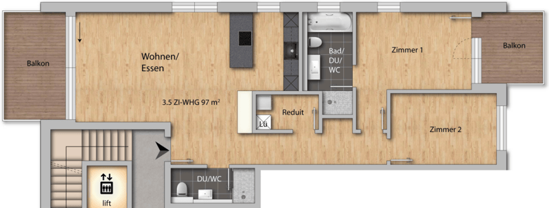 Grundrissplan Wohnung Nr. 2.3