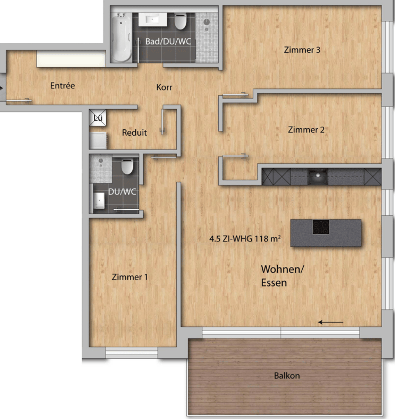 Grundrissplan Wohnung Nr. 1.2