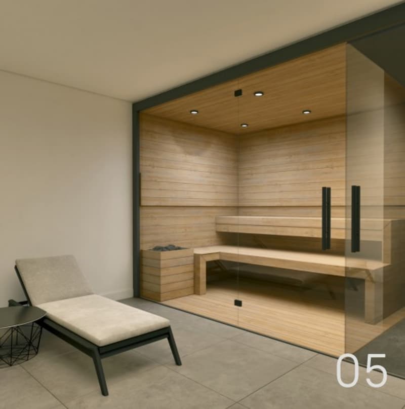 wooden walls, bench, fireplace, reclining lounge chair