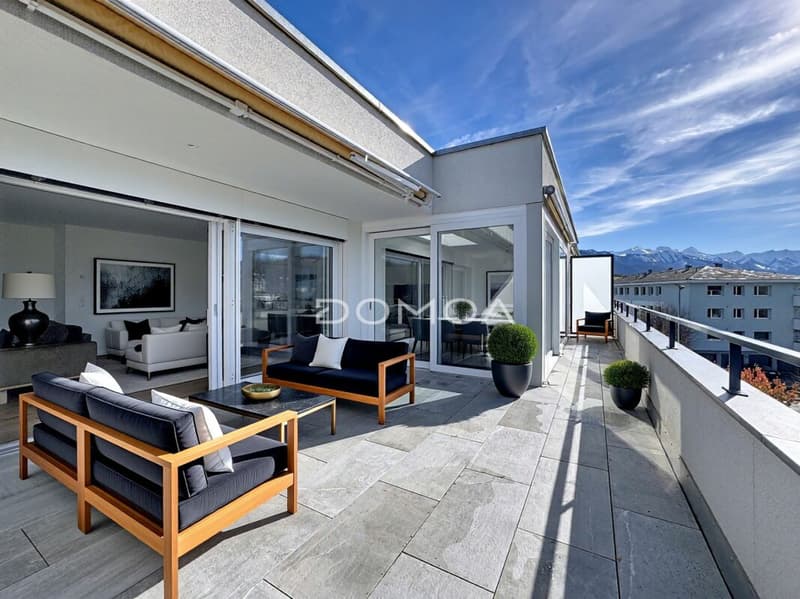 Contemporary attic 4.5 rooms, 162 m2 with panoramic view of the Moléson and winter garden (2)