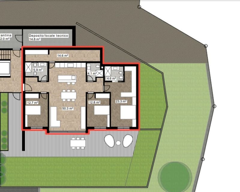 Projet intéressant pour un appartement de 4 ½ pièces avec jardin et garage (3)