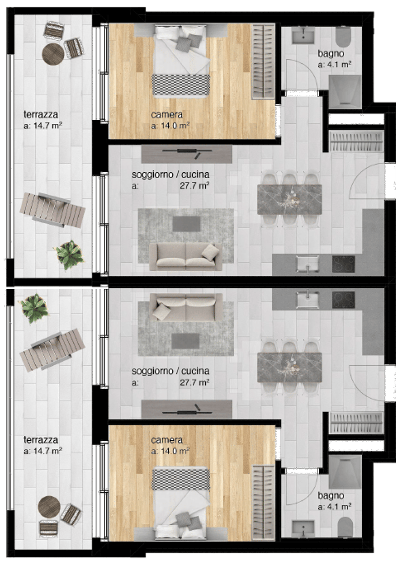 Rent new 2.5-room apartments - Res. Greta, Sementina (2)