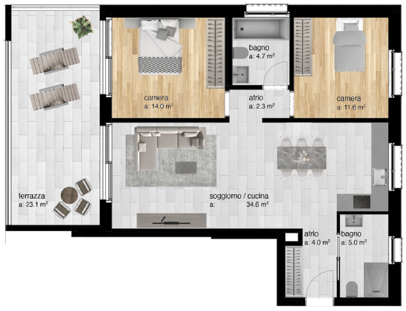 Rent new 3.5-room apartments - Res. Greta, Sementina (2)