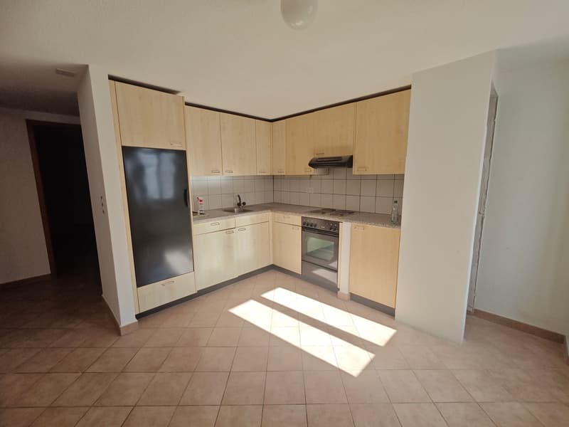 kitchen with appliances, cabinets, tiles, tiled floor