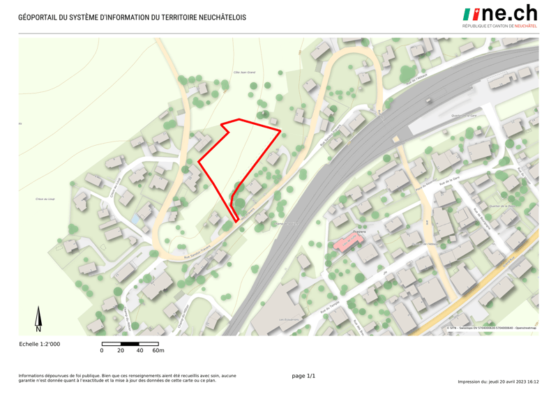 A map of a residential area with lots and roads, one of which is highlighted in red.