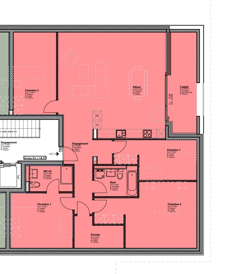 Mansarda di 4,5 locali con un'altezza del soffitto di oltre 4 m e loggia (10)