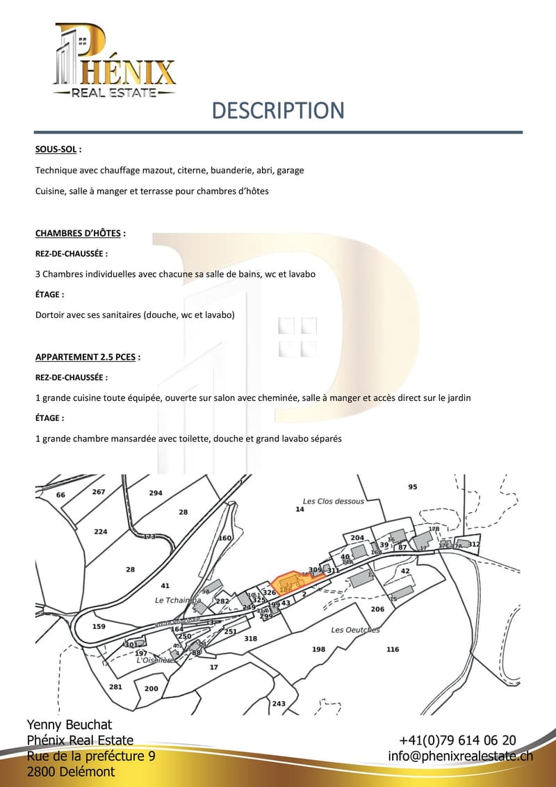 Ground floor: kitchen, dining room, terrace for guest rooms, entrance hall with toilets (shower, WC, and sink), first floor: large equipped kitchen, open to the living room with fireplace, dining room, and direct access to the garden, second floor: large