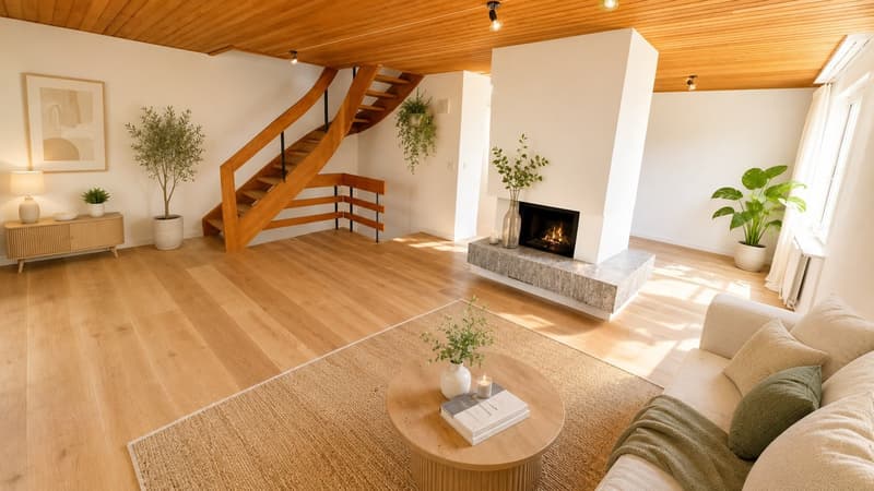 Wohn-/Esszimmer mit Kamin