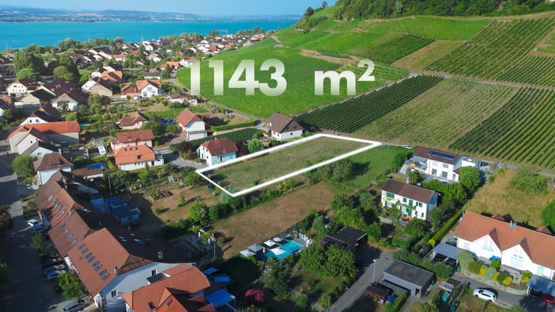 Bauland-Rarität zwischen Weinbergen, See und Broye-Kanal | Rare parcelle à bâtir entre vignobles, lac et canal de la Broye (1)