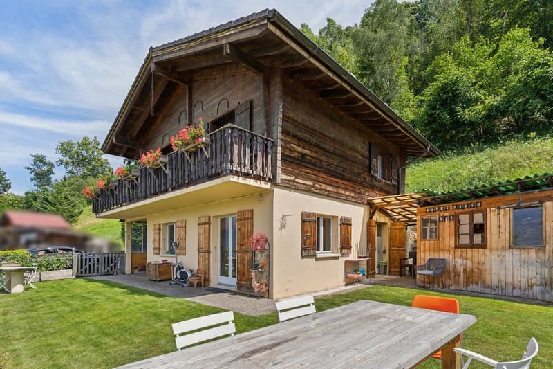Chalet con grande terreno, vista sulle Alpi e calma assoluta (1)