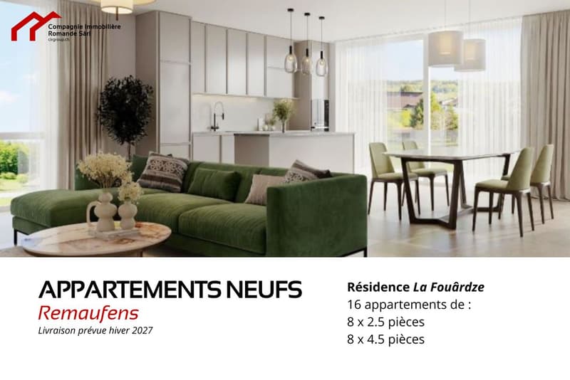 Neue 2.5-Zimmer-Wohnungen in Remaufens (Veveyse) - PPE La Fouârdze (1)
