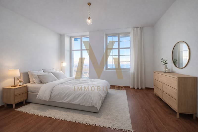 Chambre à coucher avec accès à la terrasse