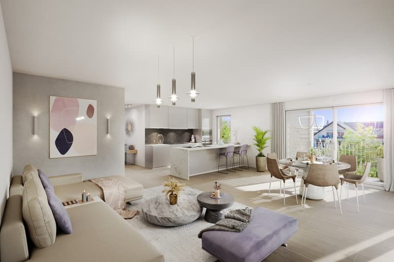 For sale on plans apartment 2.5 rooms (61 m2 PPE) on the 2nd floor (2)