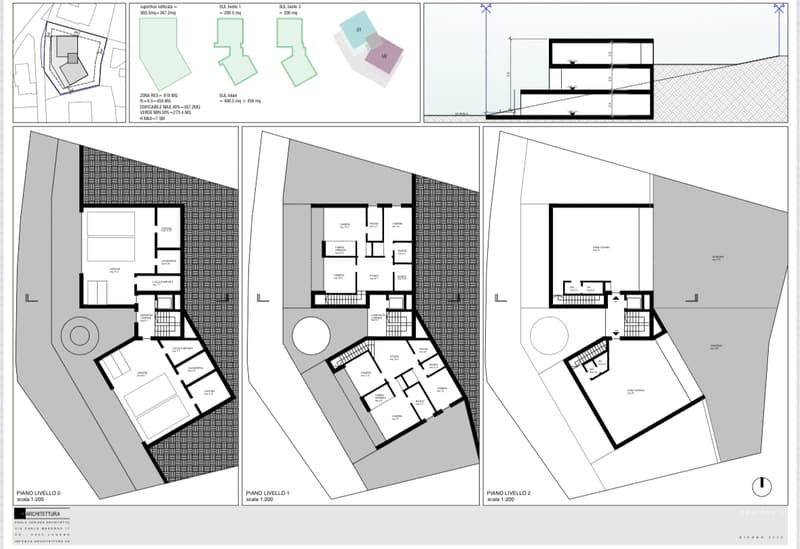 Three different levels of living areas, balcony and raised ground floor